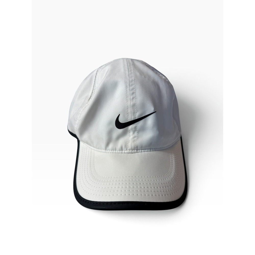 Nike Featherlight Dri-FIT Running Hat White Black Adjustable Performance Cap